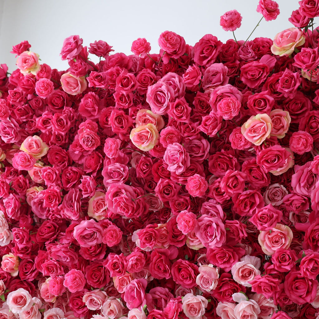 🔥[Hot sale]🔥 Roll Up Fabric Artificial Red to White Gradient Flower Wall Wedding Backdrop, Floral Party Decor, Event Photography
