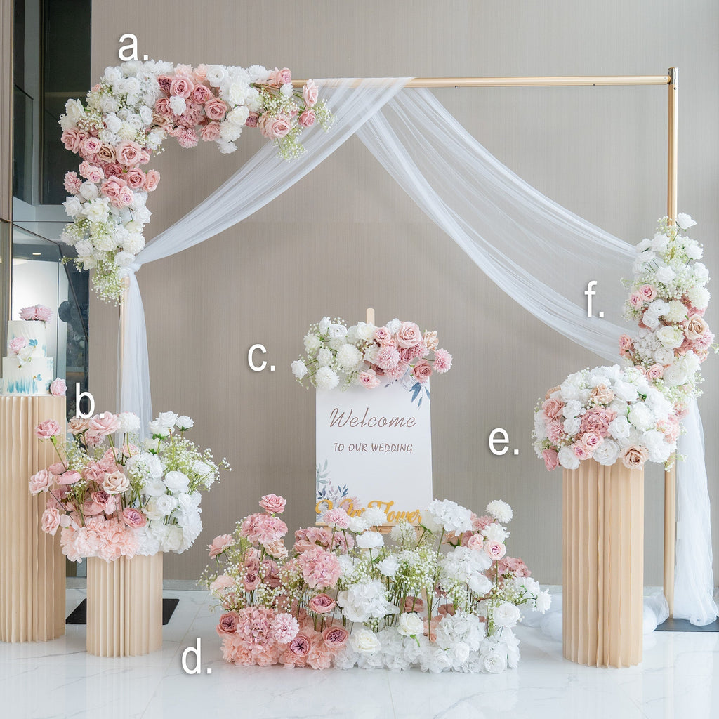 🔥[Hot sale]🔥 Elegant Pink Artificial Flower Backdrop by: With and Without Golden Stand Options for Weddings and Events