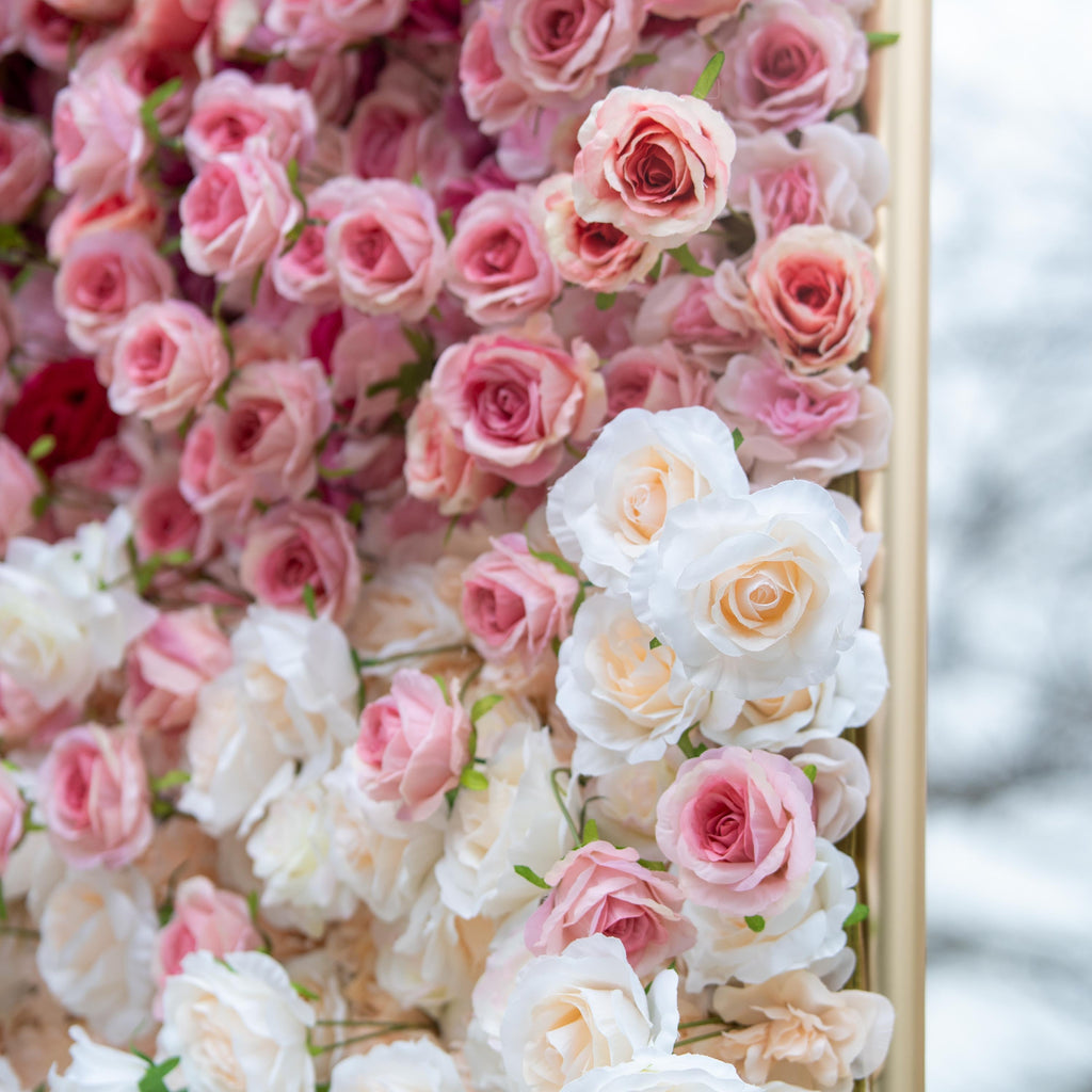 🔥[Hot sale]🔥 Roll Up Fabric Artificial Red to White Gradient Flower Wall Wedding Backdrop, Floral Party Decor, Event Photography