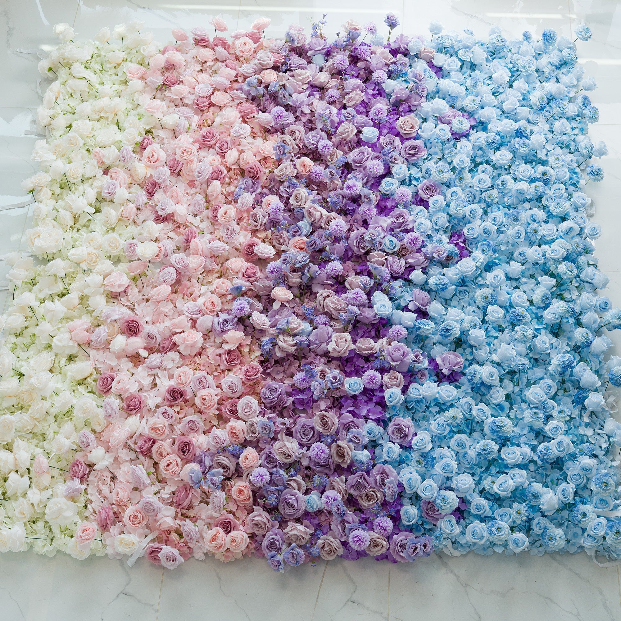 🔥[Hot sale]🔥 5D Ombre Blue - Purple - Pink Artificial Flower Backdrop: A Dreamy Floral Masterpiece Perfect for Kids Birthday