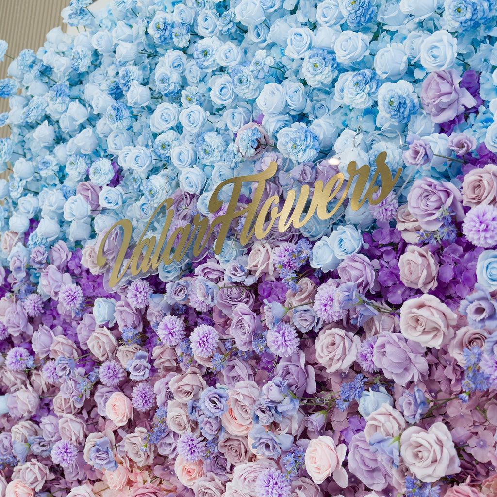🔥[Hot sale]🔥 5D Ombre Blue - Purple - Pink Artificial Flower Backdrop: A Dreamy Floral Masterpiece Perfect for Kids Birthday