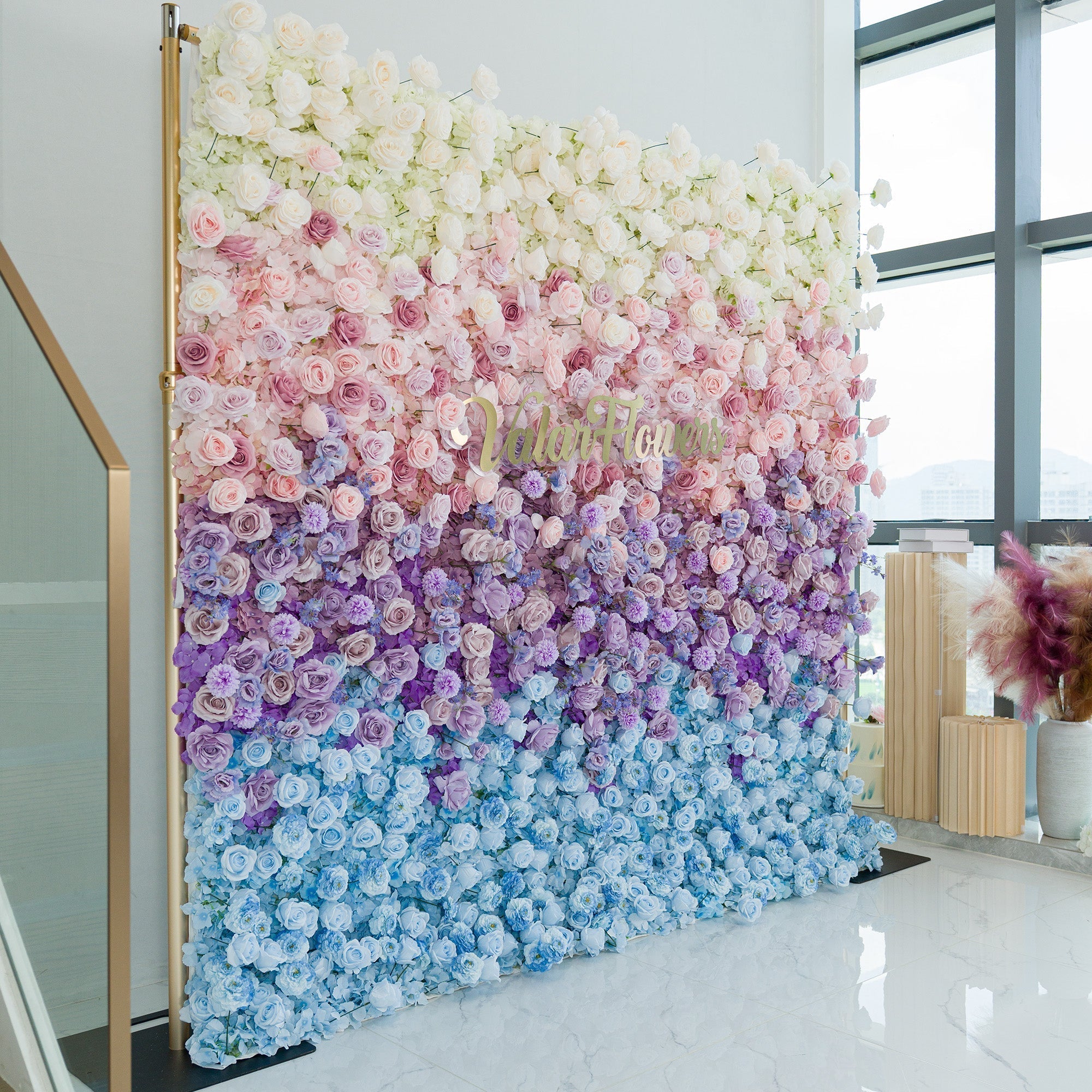 🔥[Hot sale]🔥 5D Ombre Rainbow Artificial Flower Backdrop: A Breathtaking Floral Masterpiece for Events