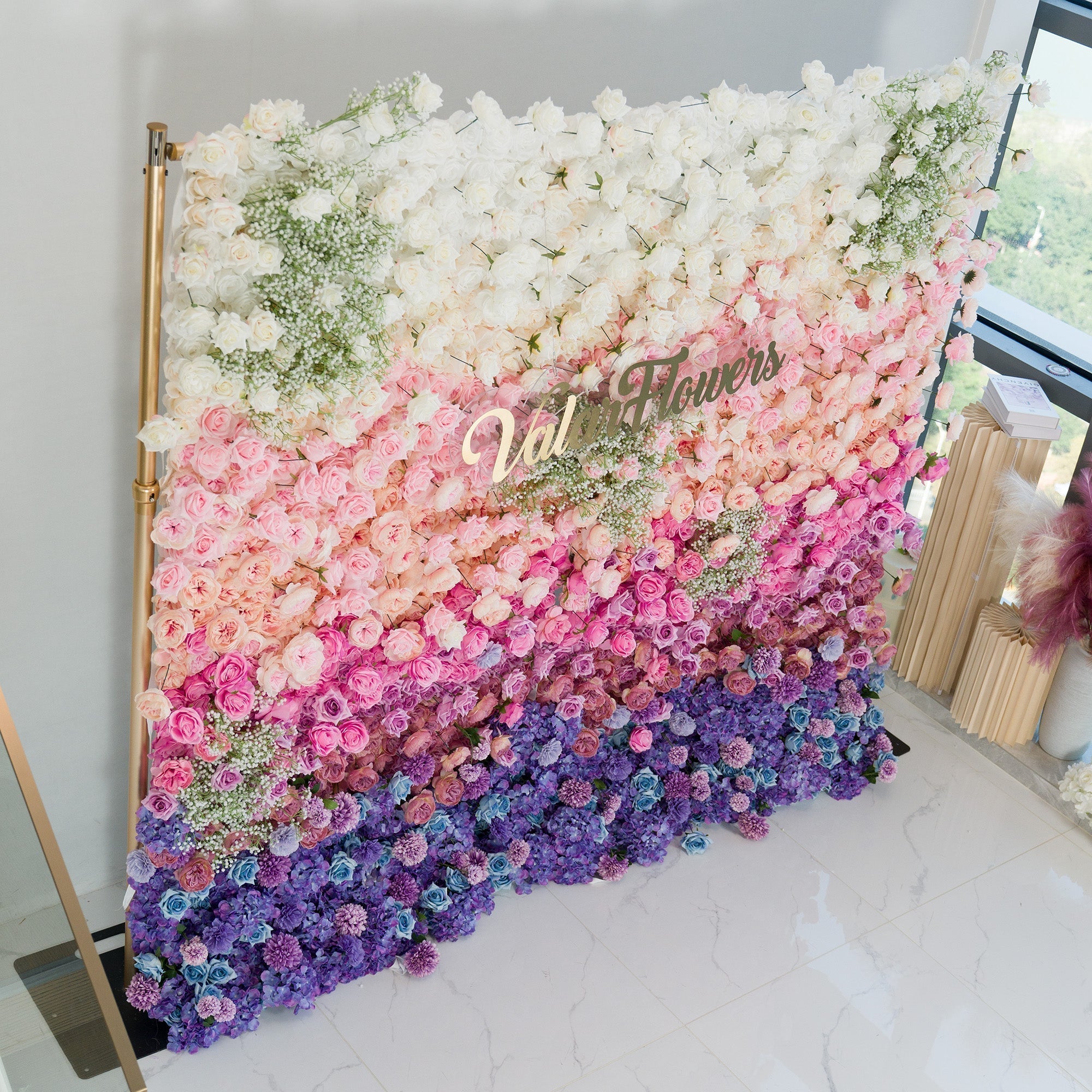 🔥[Hot sale]🔥 Roll Up Fabric Artificial Flower Wall Wedding Backdrop, Floral Party Decor, Event Photography