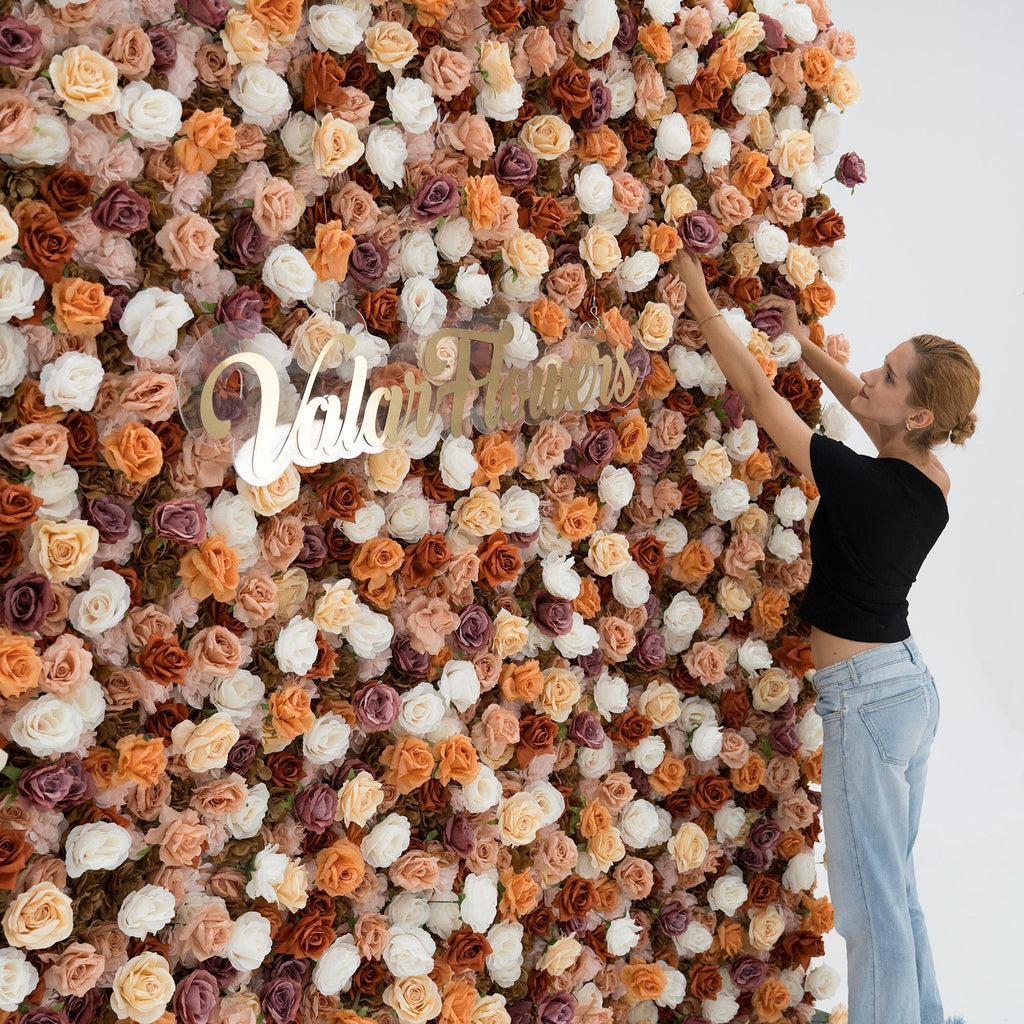 🔥[Hot sale]🔥 3D Autumn - Toned Floral Wall Backdrop: Warm & Luxurious Event Centerpiece