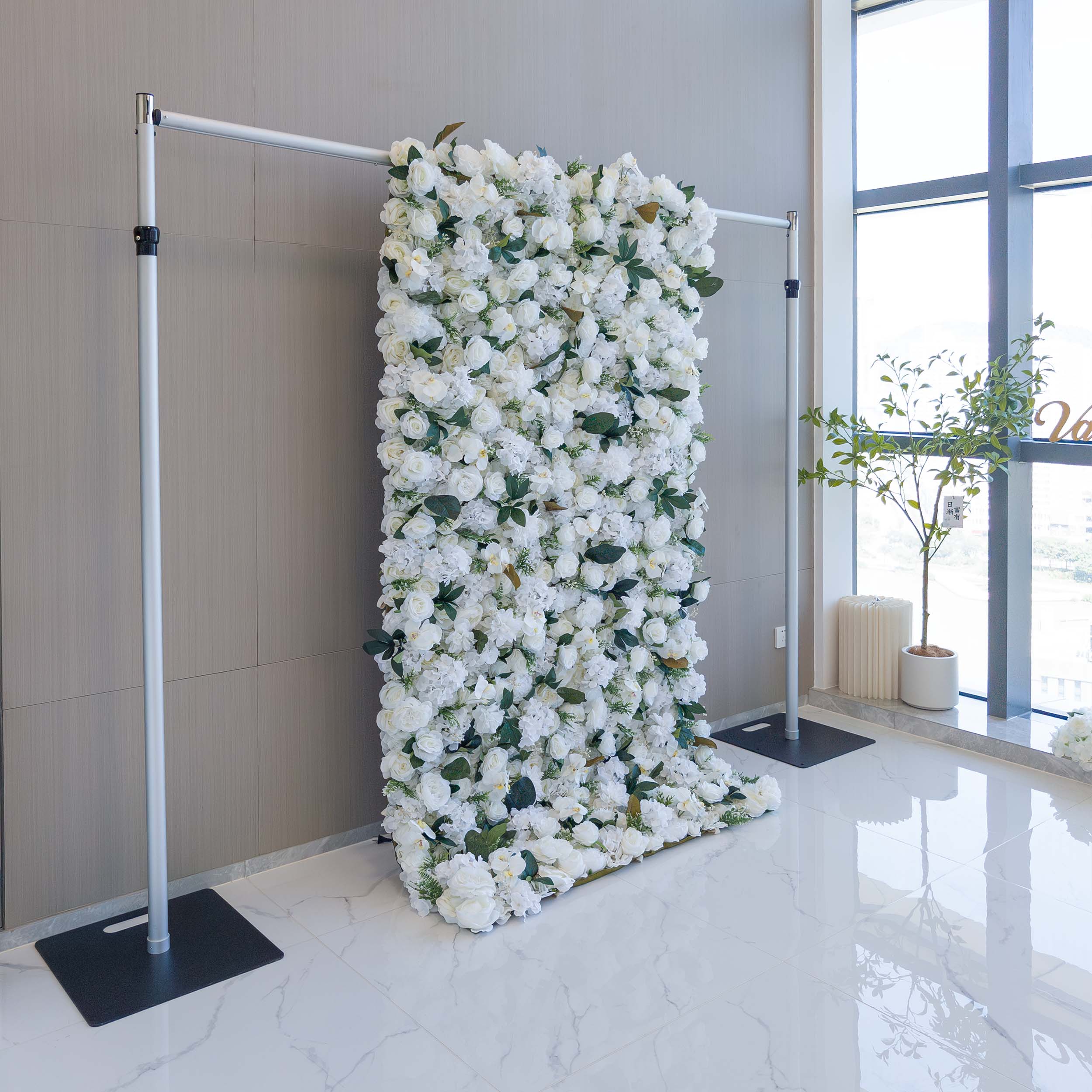 🔥[Hot sale]🔥 Roll Up Fabric Artificial Flower Wall Wedding Backdrop, Floral Party Decor, Event Photography