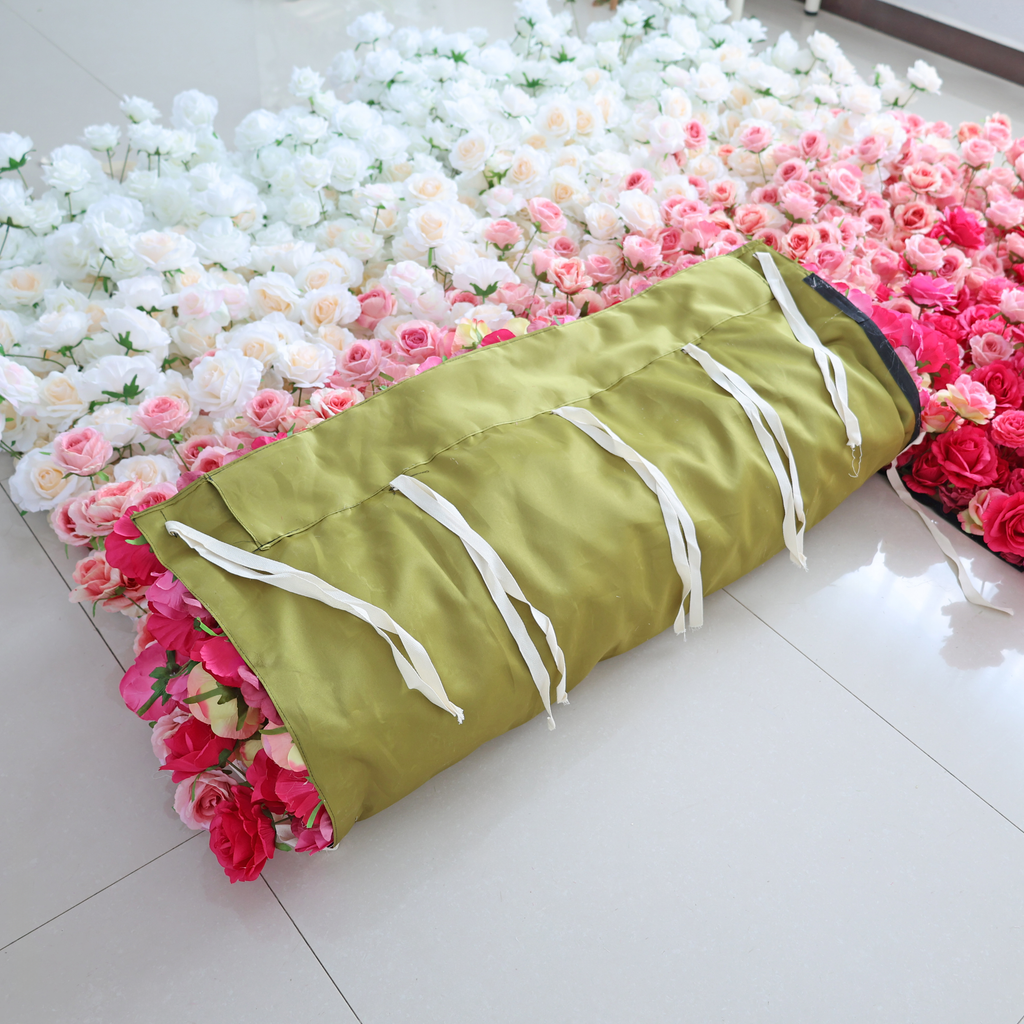 🔥[Hot sale]🔥 Roll Up Fabric Artificial Red to White Gradient Flower Wall Wedding Backdrop, Floral Party Decor, Event Photography